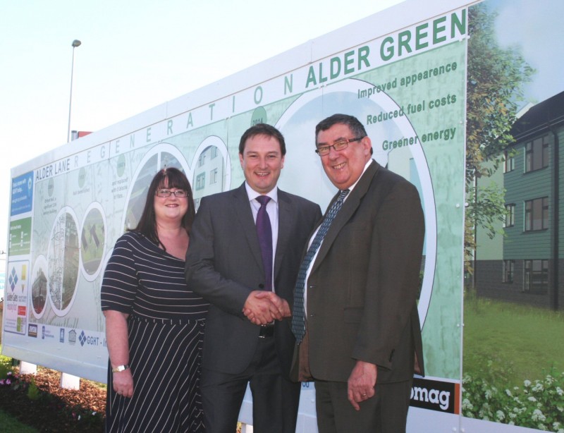 GGHT’s Director of Property Services, Angela Perry alongside Willmott Dixon Operations Director, Jason Wellard and GGHT Chair, Roy Smith