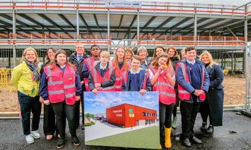 Surrey’s flagship Net Zero Carbon School celebrates topping out