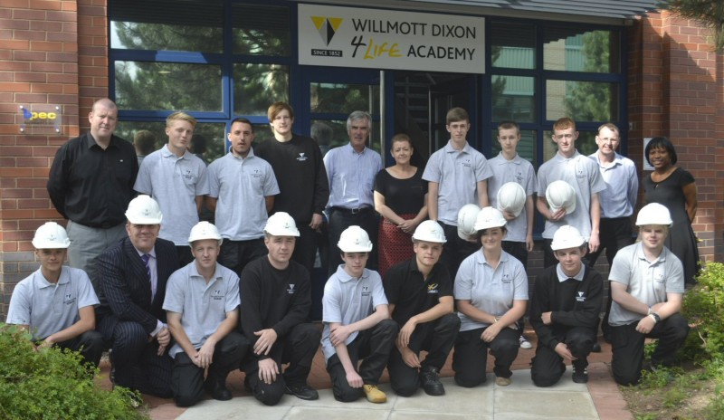 New Willmott Dixon apprentices outside the 4Life Academy