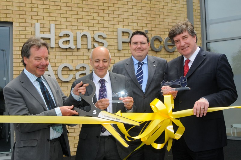 Photo caption-L-R- Professor Ron Ritchie, Chair of Board, Cabot Learning Federation Armando DiFinizio, Principal, Hans Price Academy Richard David, Operations Manager, Willmott Dixon Sir David Carter, Chief Executive Officer, Cabot Learning Federation